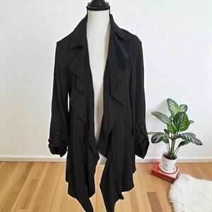 New With Tags Black Anna Cai New York Ruffle Open Front Jacket Size Medium